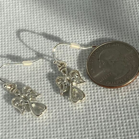 Christmas Guardian Angel bright silver-tone fish hook earrings - Picture 6 of 9